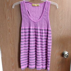 [6] Weatherproof Purple and Gray Striped Sleeveless Tank Top Size Large
